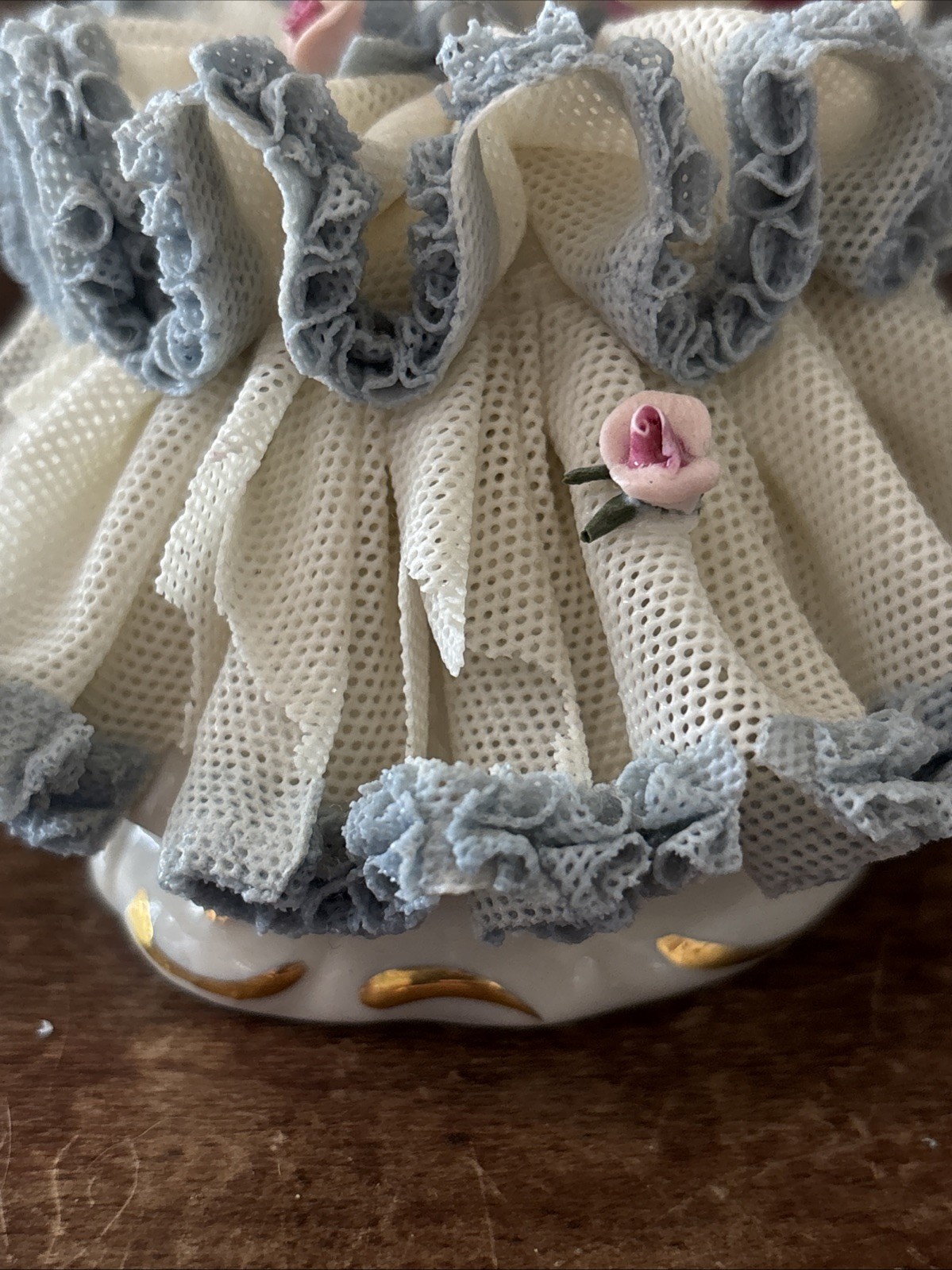 German Porcelain Dresden Lace Figurine Keilhauer Germany 5”