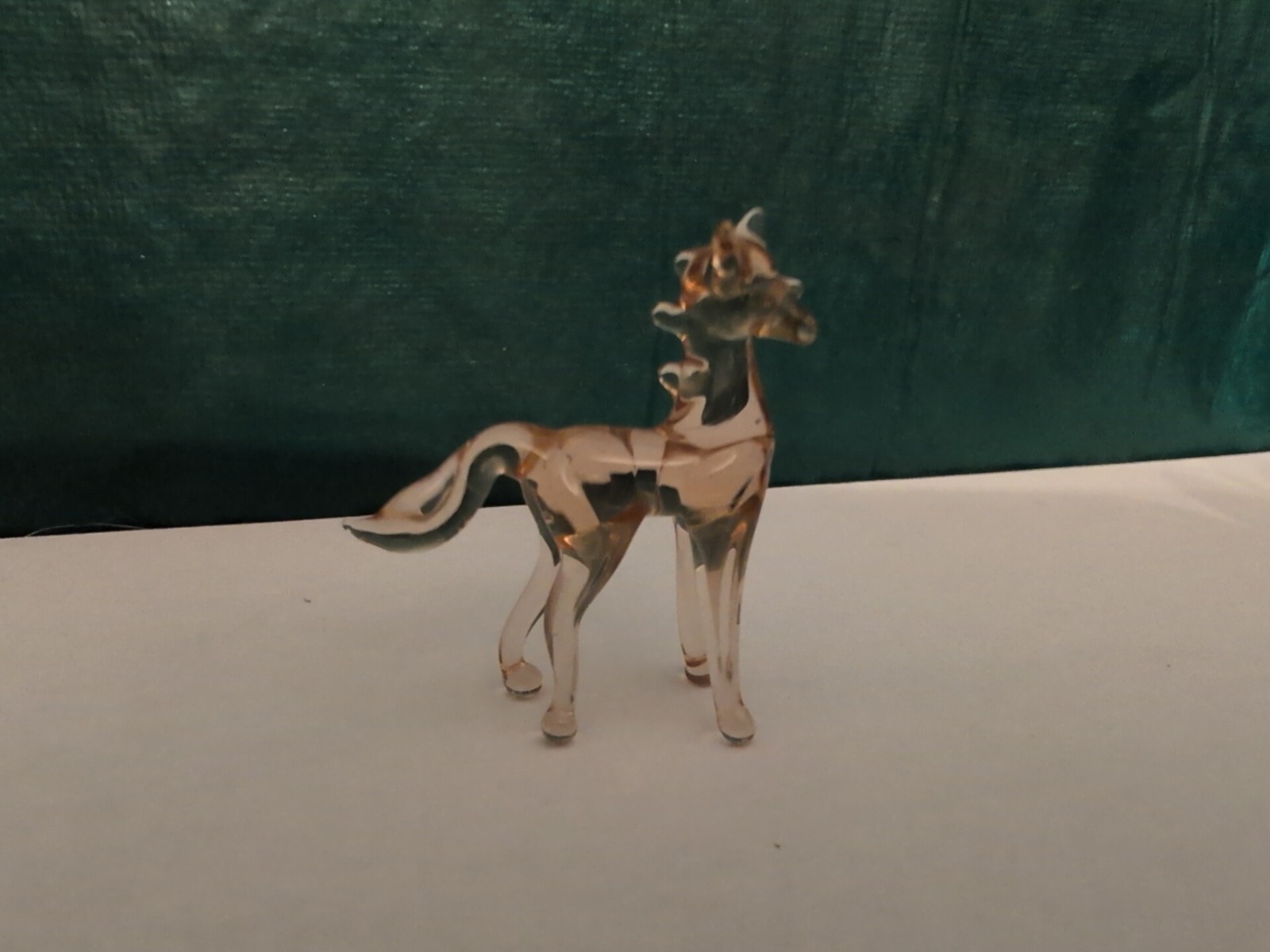 Vintage Miniature Horse Glass Figurine Gold Tones Art Glass Farm Decor Ponies
