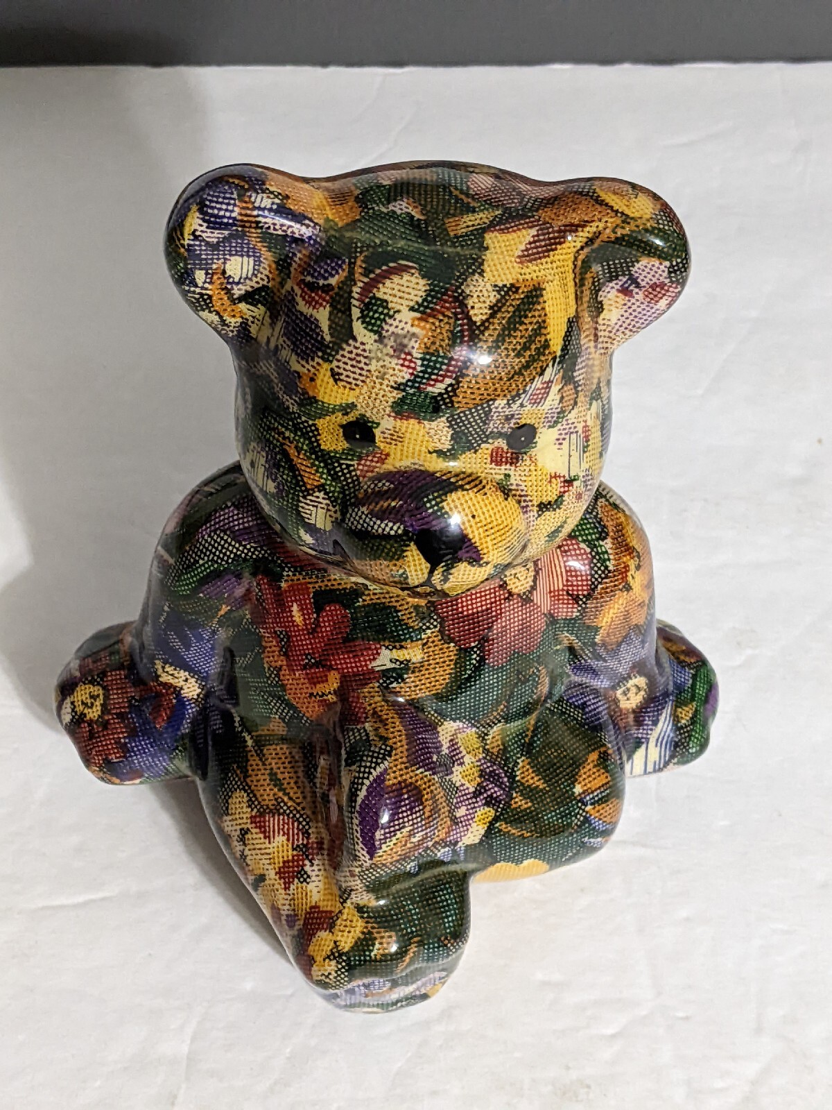Patchwork Joan Baker Designs Floral Pattern Teddy Bear Figurine Shelf Sitter