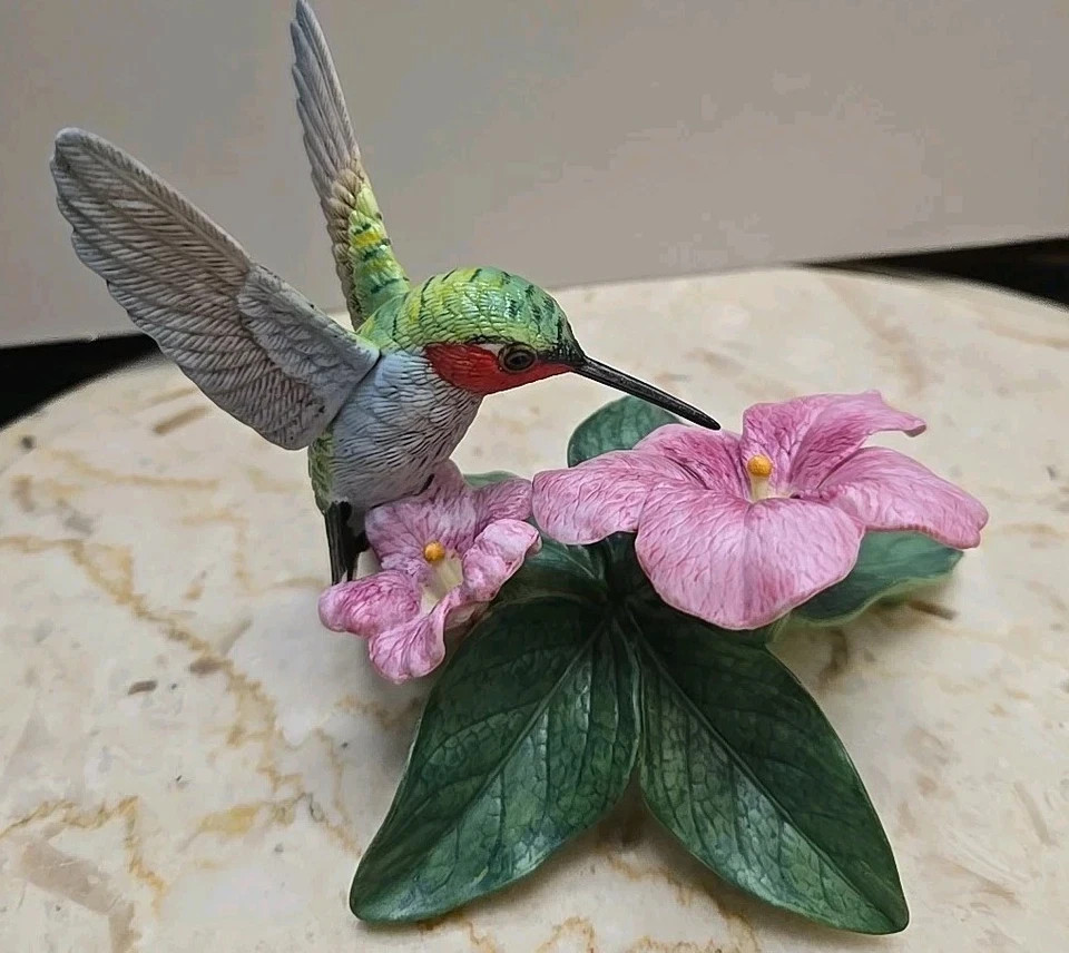 Lenox Fine Porcelain Hummingbird Figurine Handcrafted Taiwan Floral VTG