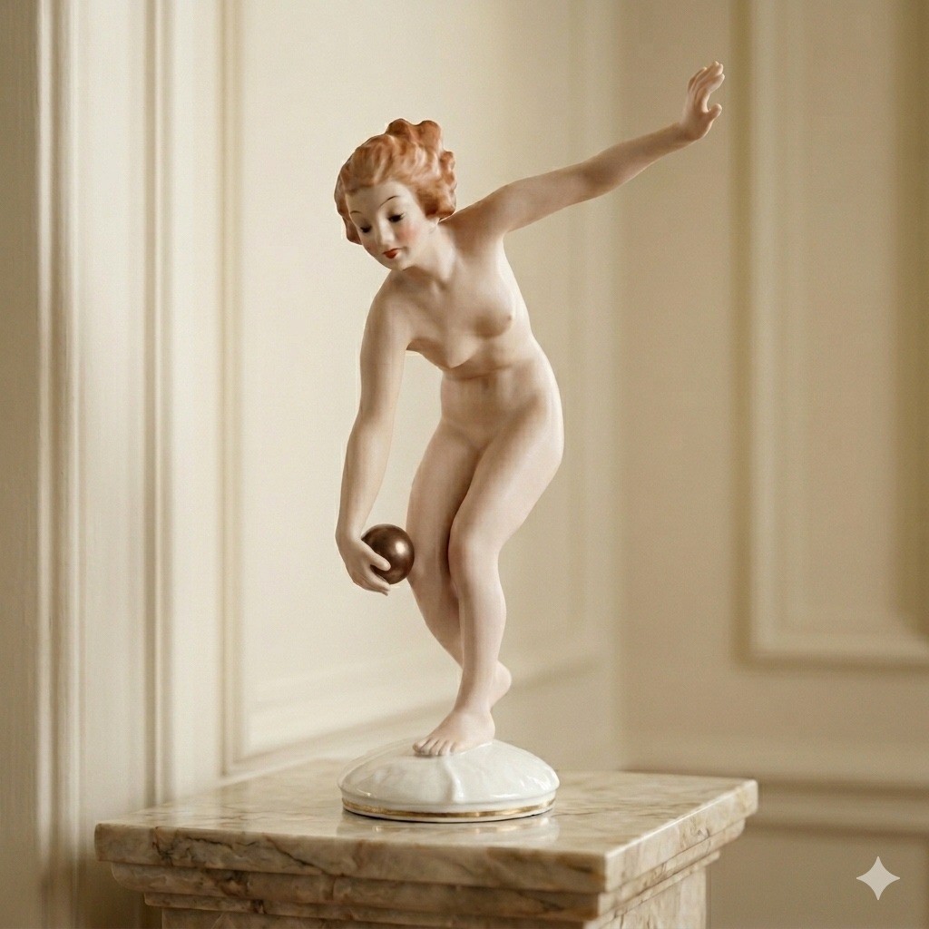 Vintage Hutschenreuther Selb Germany Porcelain Nude K Tutter Kugel Bowler 9.5″