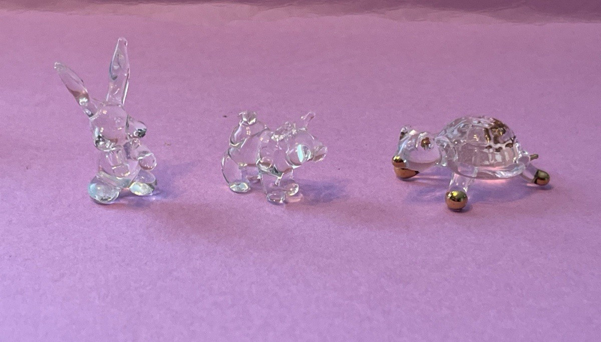 Vintage Crystal Glass Miniature Animal Figurines Lot