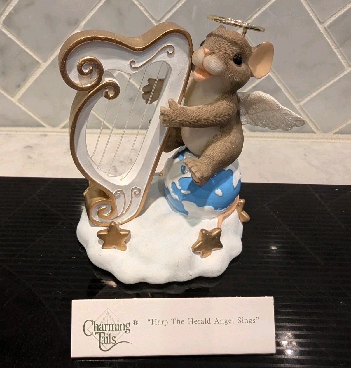Charming Tails Fitz and Floyd Harp The Herald Angels Sings 87/131 Mouse Figurine