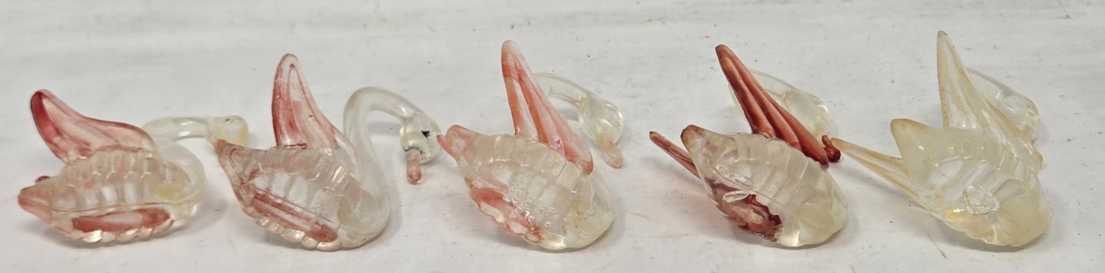 Vintage 5 Lucite MCM Animal Figures Swan MCM ART DECO Pink Yellow Plastic