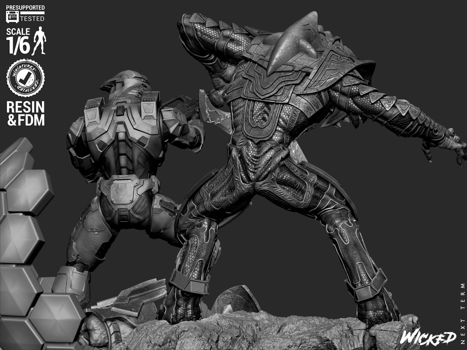 Halo Diorama – 1/6 Scale Figure Statue 3D Print Model Kit Unpainted