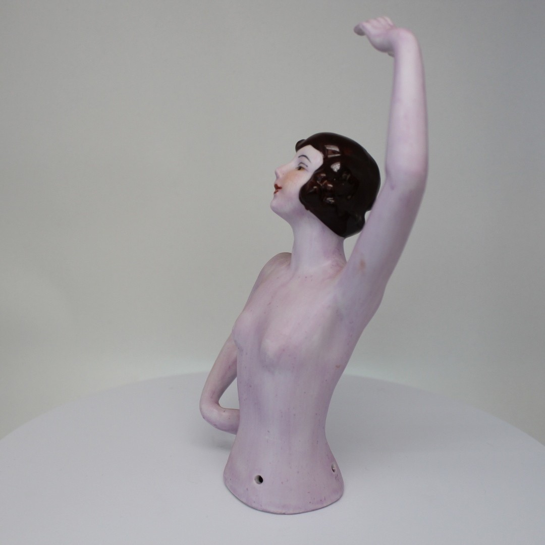 French Style Half doll Figurine Pin-up Half Doll Pincushion Arms Away Art Deco S