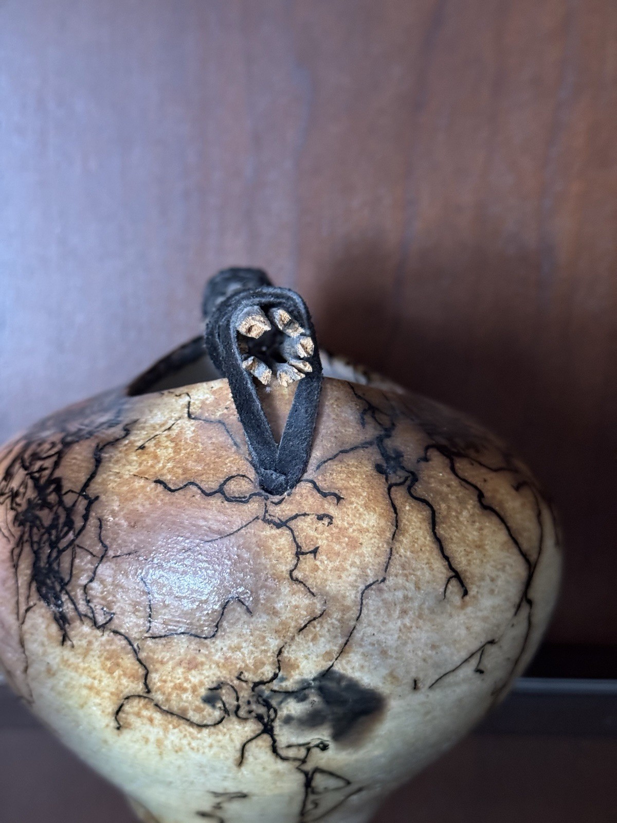 Handmade Pottery Vessel Abstract Pitfire Raku Decorative Art by Rob Drexel