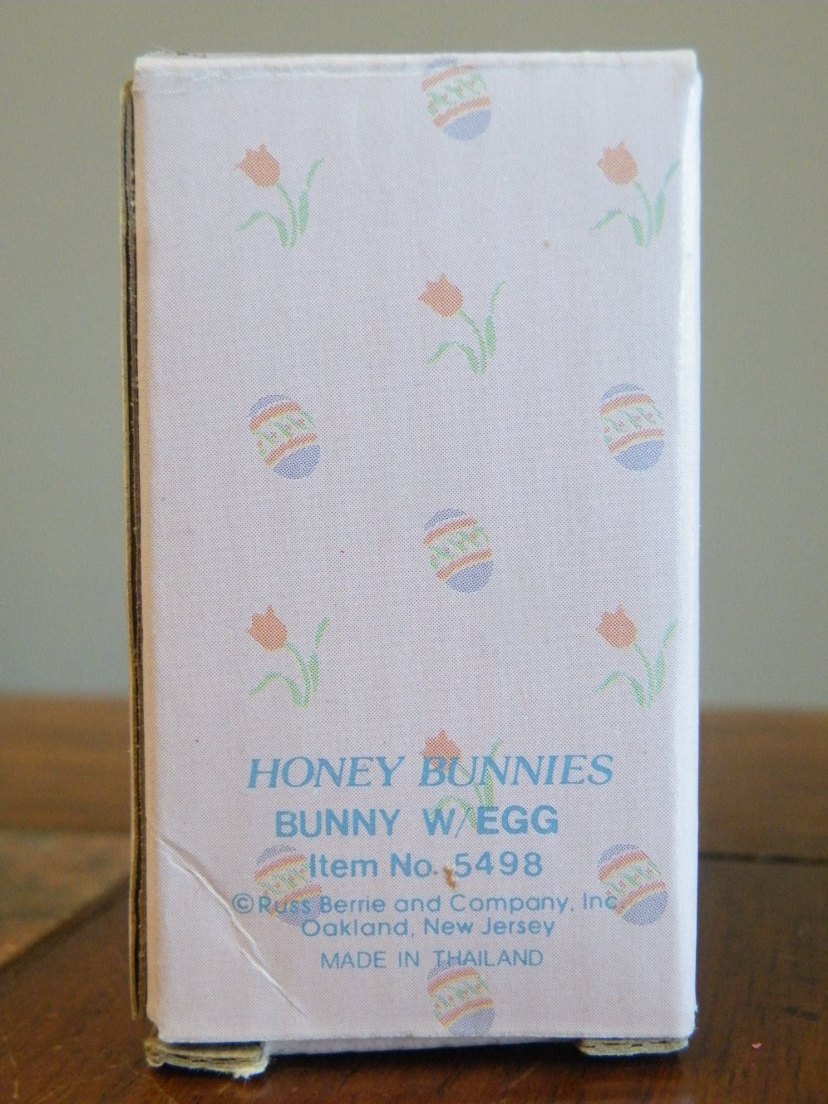 VINTAGE mini 2” EASTER Bunny Rabbit w Egg FIGURINE Honey Bunnies RUSS in BOX