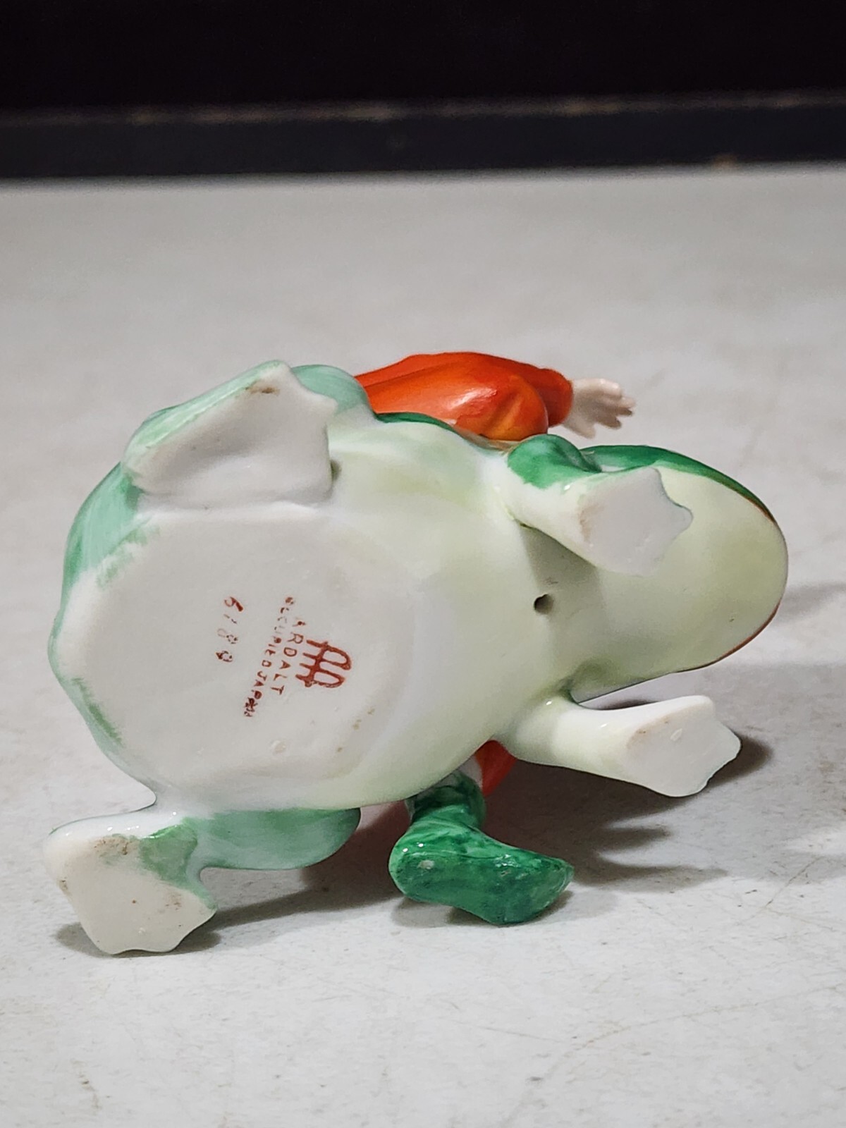 Vintage RARE Lenwile Ardalt Japan Porcelain PIXIE ELF RIDING FROG Figurine