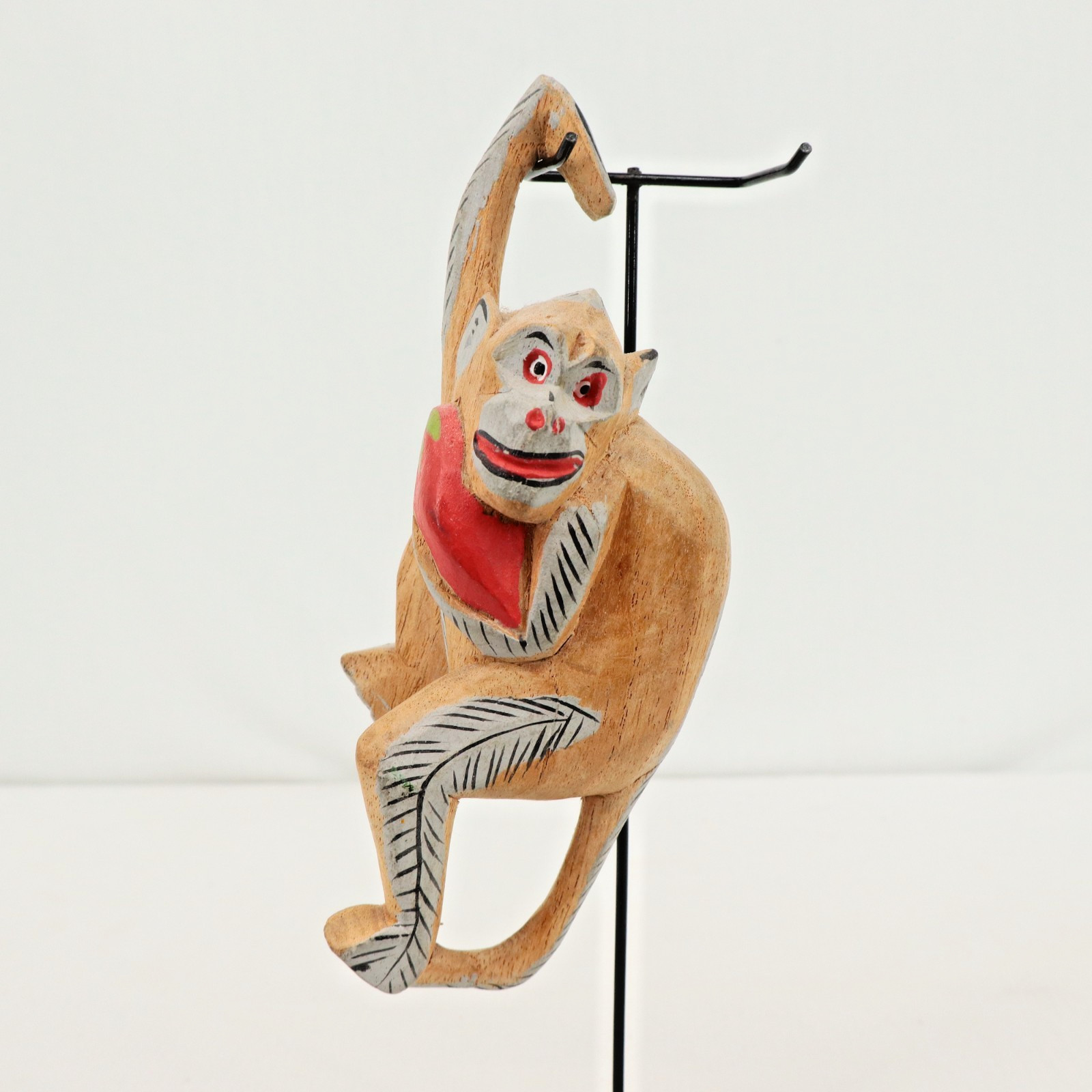 VTG Hand Carved Wooden Hanging Monkey 7in Folk Art Figurine