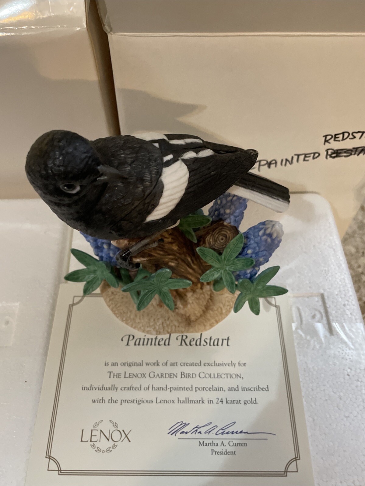 LENOX PAINTED REDSTART Garden Bird Collection Sculpture NEW in BOX & COA – L27