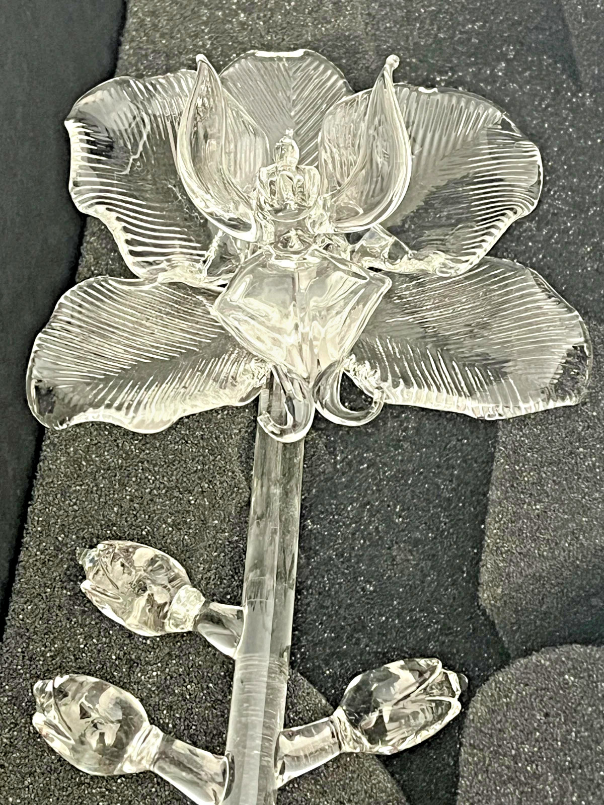 Rare Waterford Fleurology 15” Clear Crystal ORCHID Sculpture in Original Box NIB