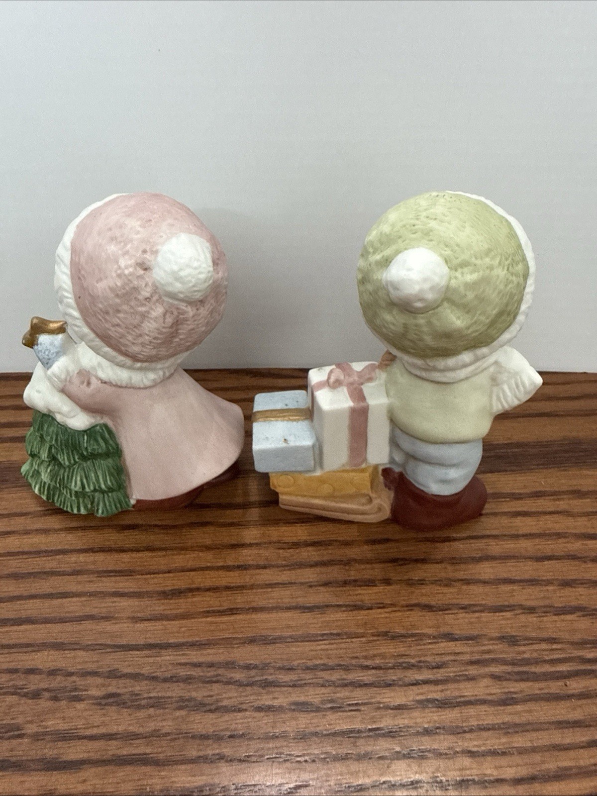 Vintage 1990s Homco Christmas 5556 Porcelain Boy & Girl Figurines Holiday Set