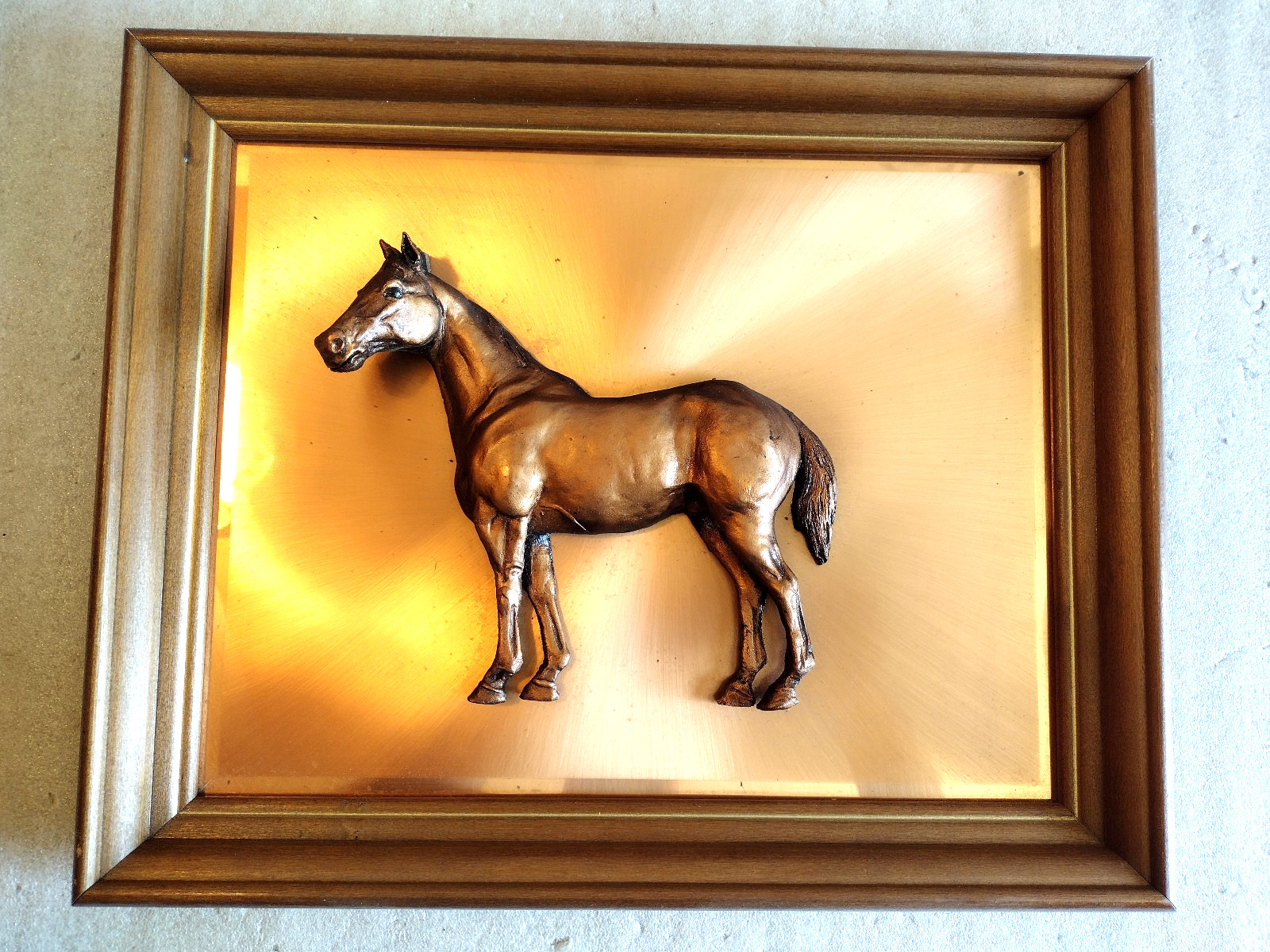 Copperama Equestrian Horse Framed Copper Relief 16″ X 13″ MCM New In Box