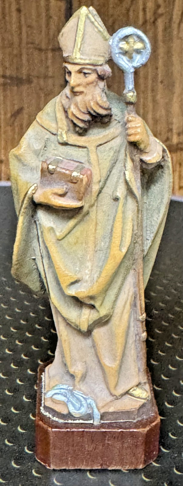 Vintage Anri Italy Hand Carved Wooden St Patrick Figure w/Staff