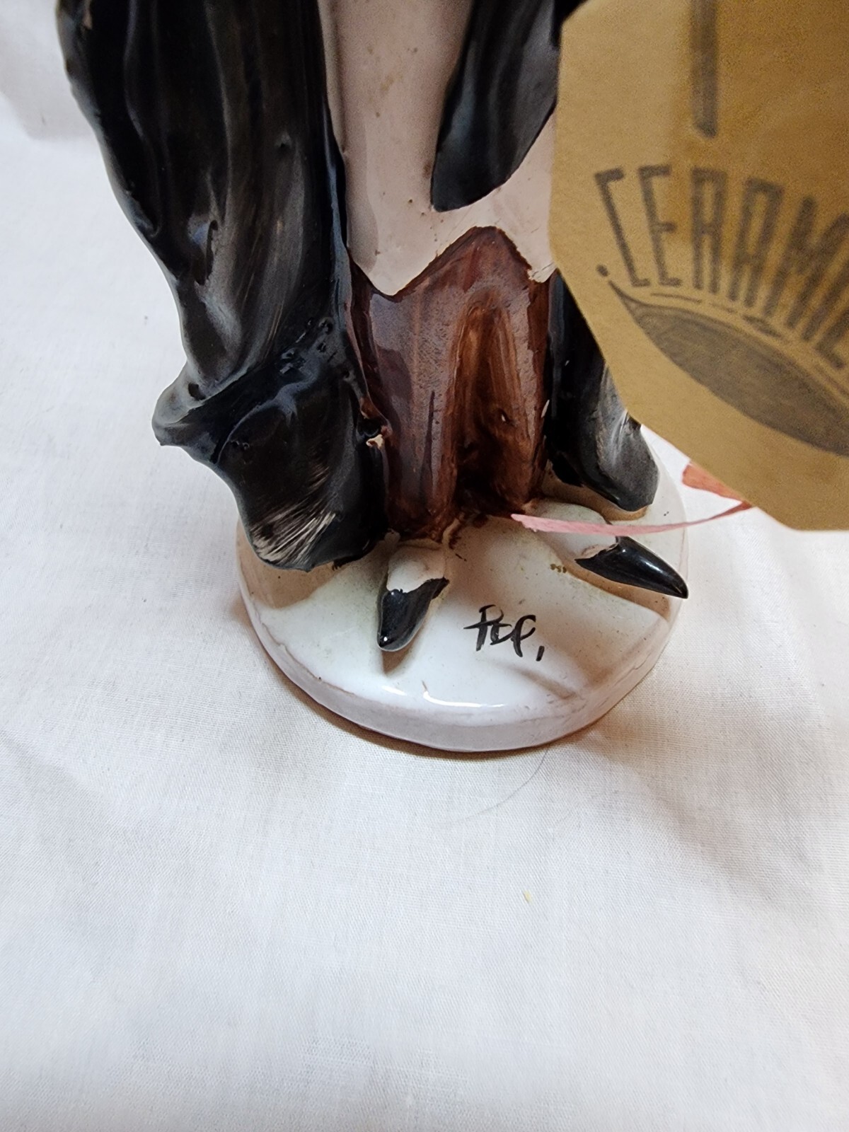 Vintage T P Ceramiche Sculpture with Tags Signed Poli Italian Ceramic 8.5”