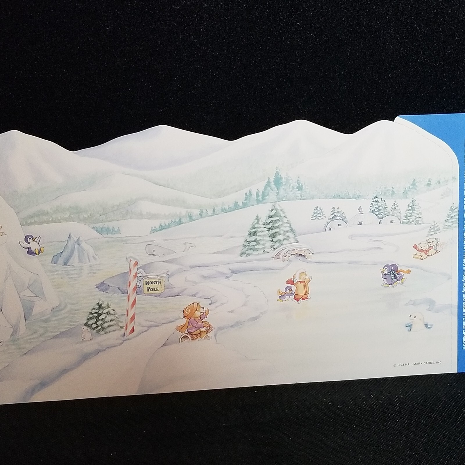 Vintage 1993 Hallmark Merry Miniatures Christmas Display Stand Backdrop NOS