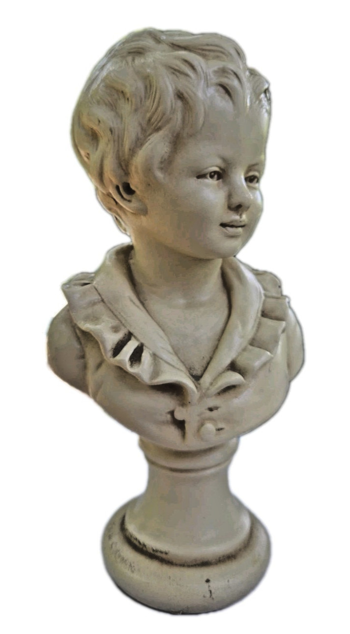 Marwal Chalkware Bust 60s-70s Vintage Victorian Boy, Stamped