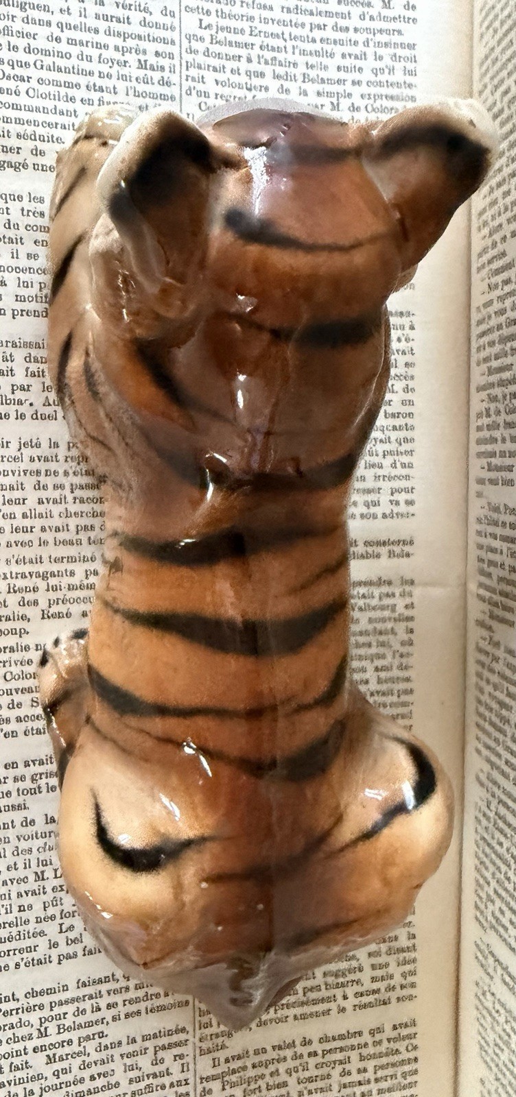 Vintage WIEN KERAMOS Porcelain Tiger With Ball Statue Vienna Austria