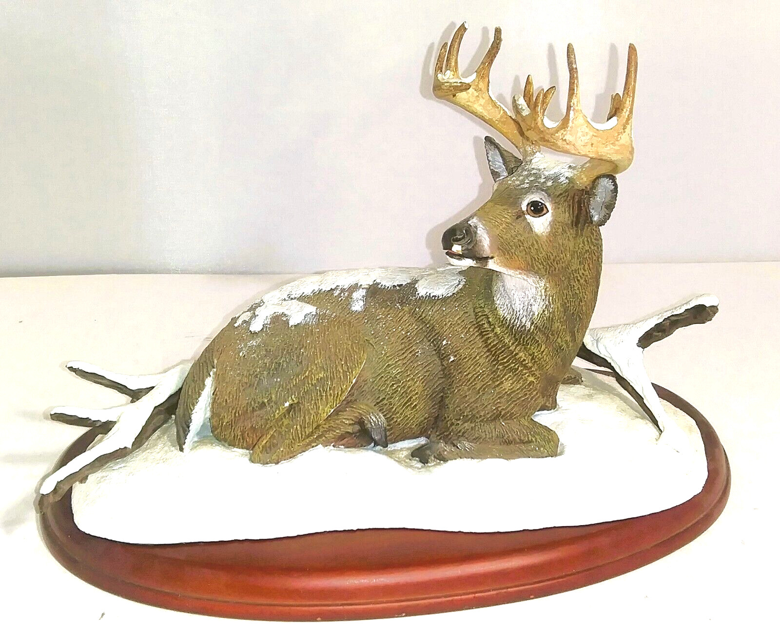 Danbury Mint WINTER STAG Whitetail Deer w Wood Base, Bob Travers