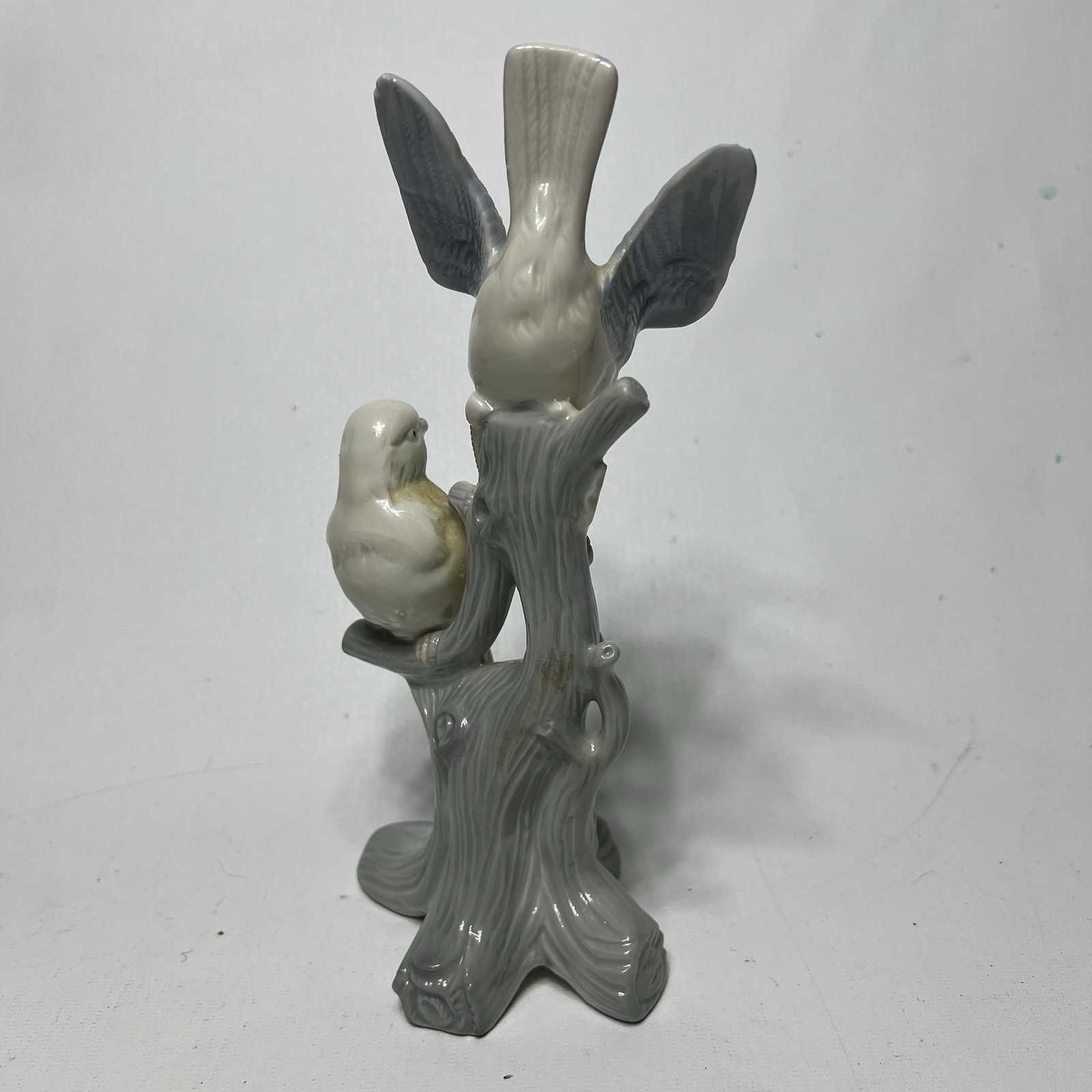 Vintage Artmark Blue Jay Bird Ceramic Figurine Baby Birds Nest