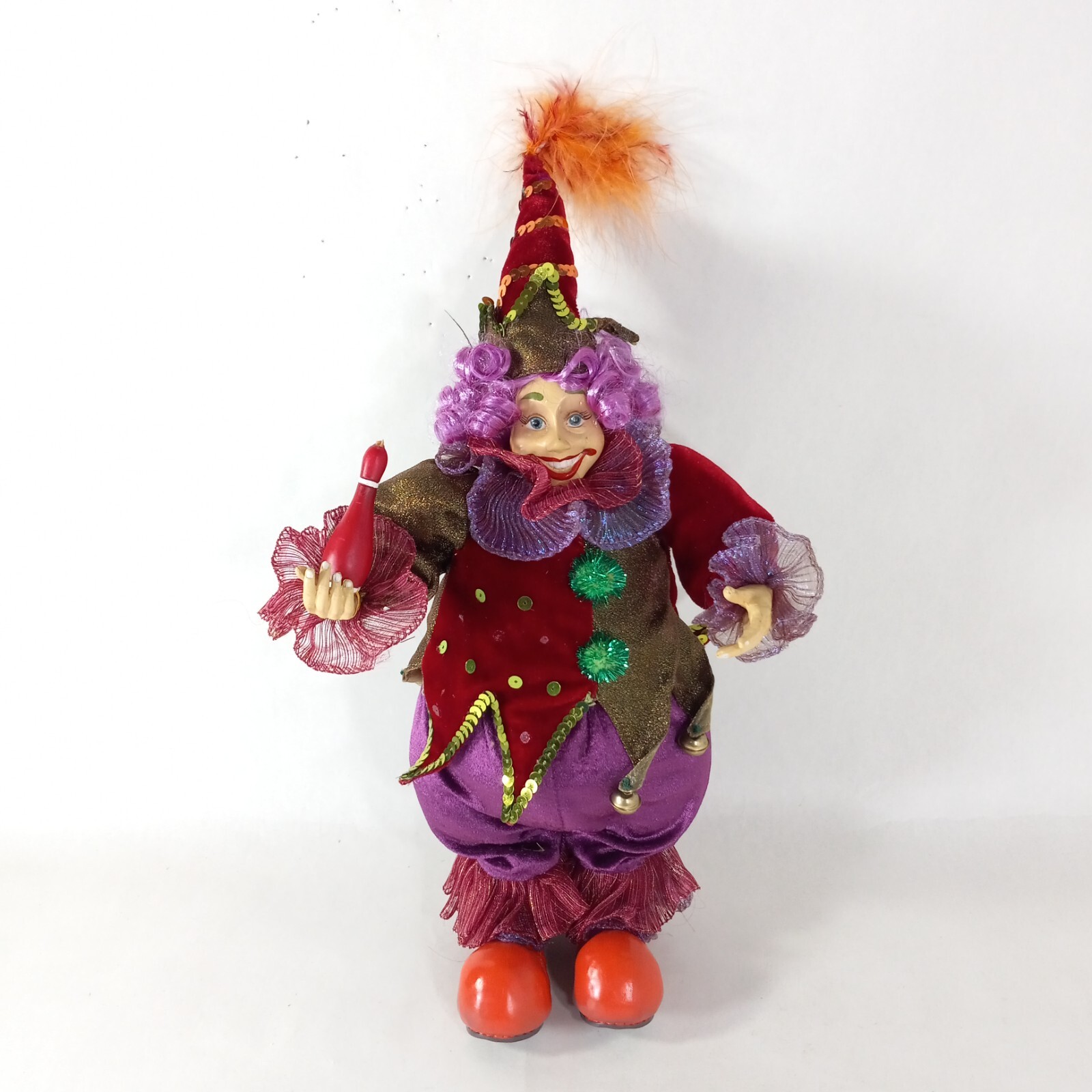 Russian Doll Harlequin Jester Circus Clown Mardi Gras Figures Decor 15″ Pair