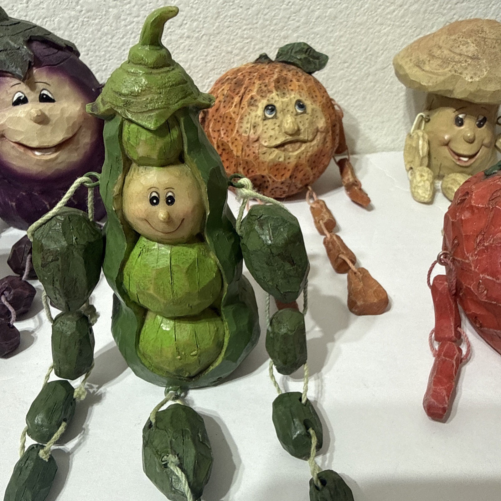 Anthropomorphic Vegetable Shelf Sitter LOT 7 pcs Dangle Granny Core Figures READ