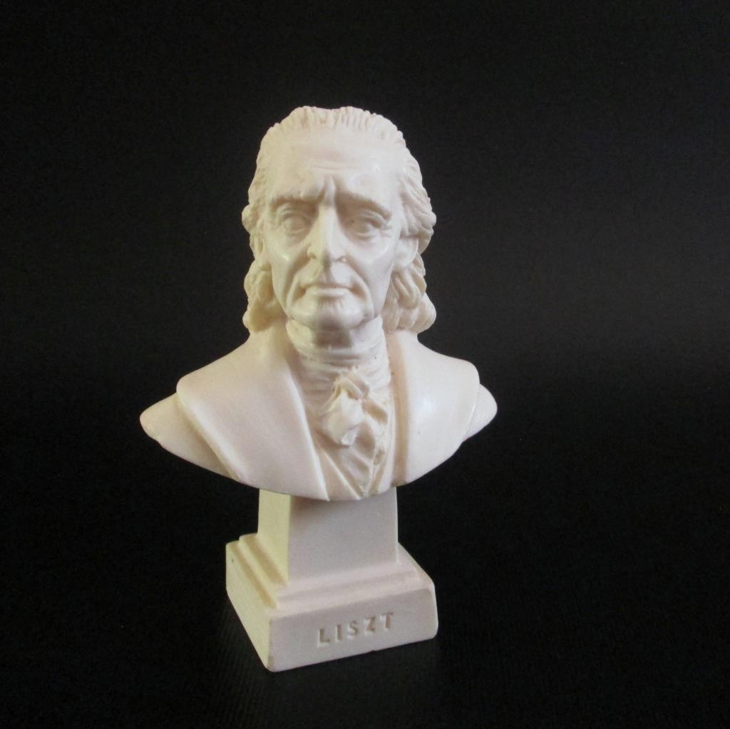 Vintage Liszt Composer Mini Bust Statue Made In Italy Figure 4 1/2 Inches Tall