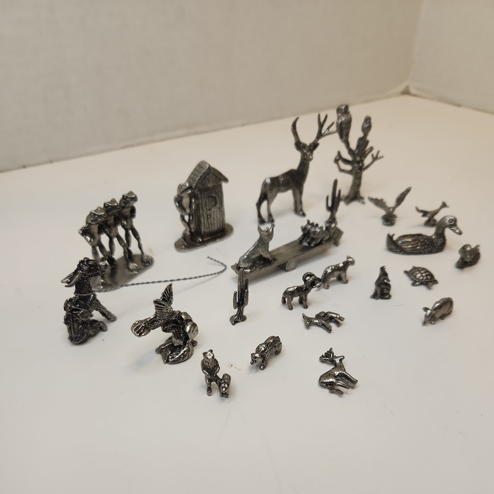 Lot of 22 Unique Miniature Metal Animal Theme Figures Statues. Pewter 1996