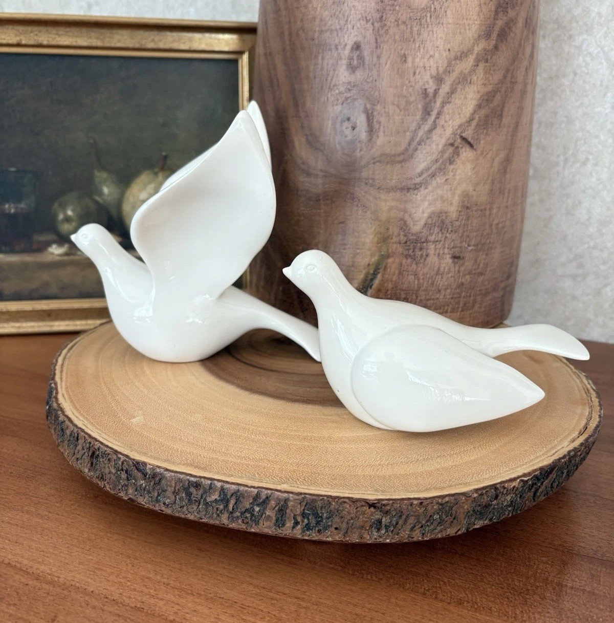 Home Interiors Doves, Porcelain, Vintage, 3” Tall, 6” Long 1998