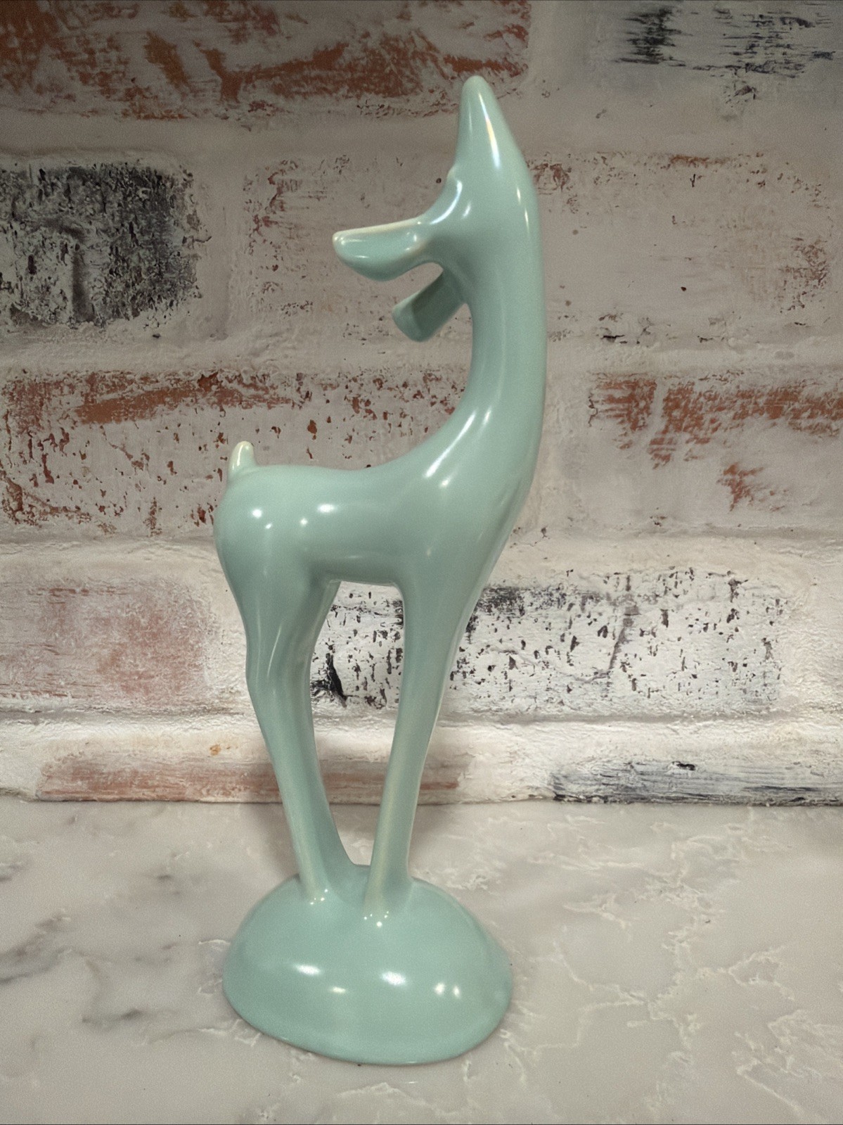 VTG 1950’s MCM Modern Roselane Pasadena Pottery Deer Figurine Mint Blue Green