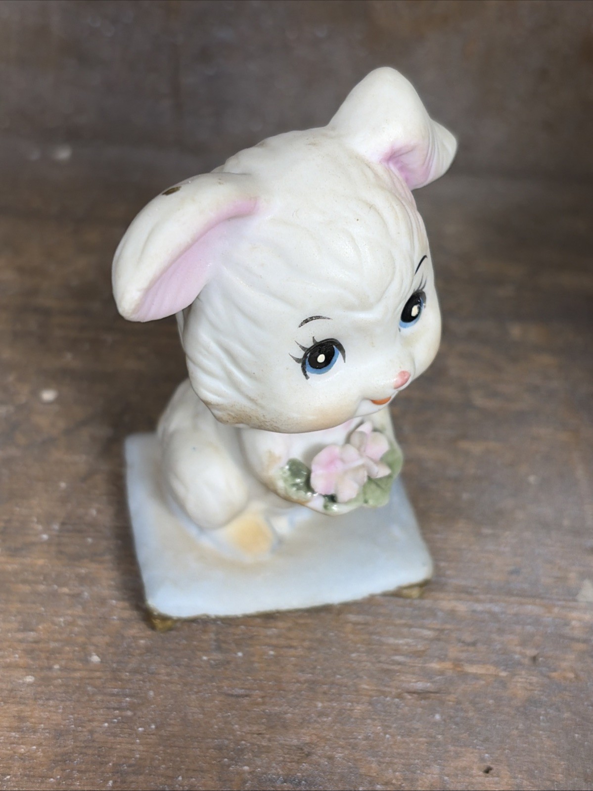 Vintage Anthropomorphic Bunny Rabbit On Pillow Porcelain Figurine HBB