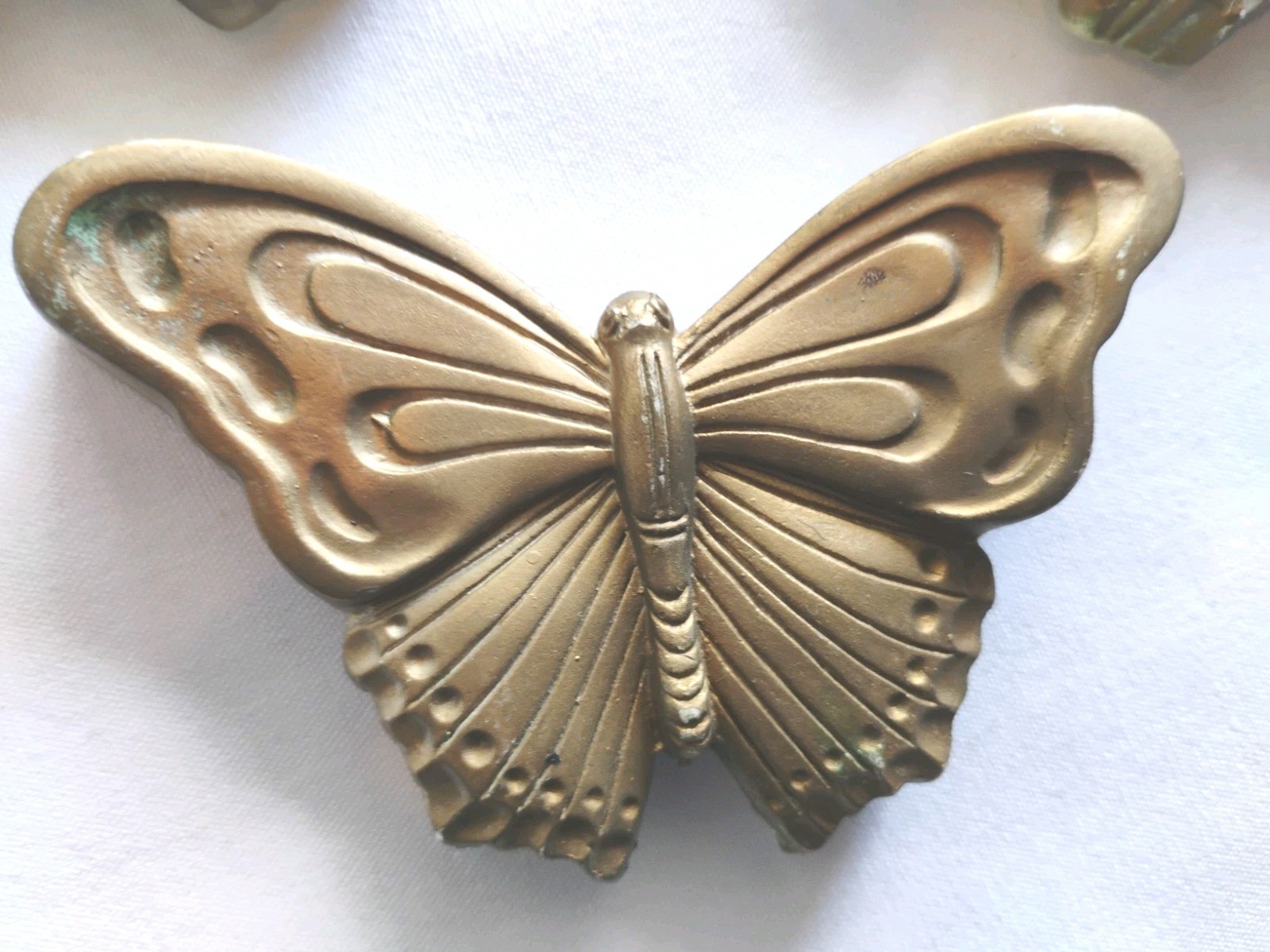3 Pc Vtg Chalkware Gold Butterflies Wall Hanging Decor 1983 Miller Studio
