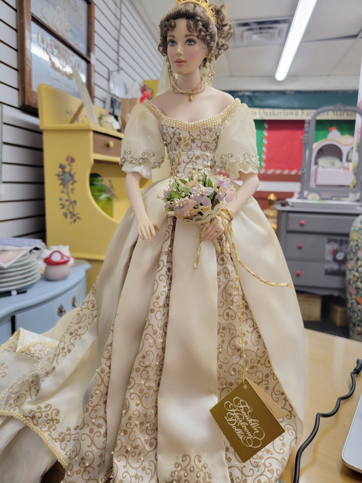 RARE GORGEOUS Franklin Mint Faberge Natalia Spring Bride Doll Complete With Box