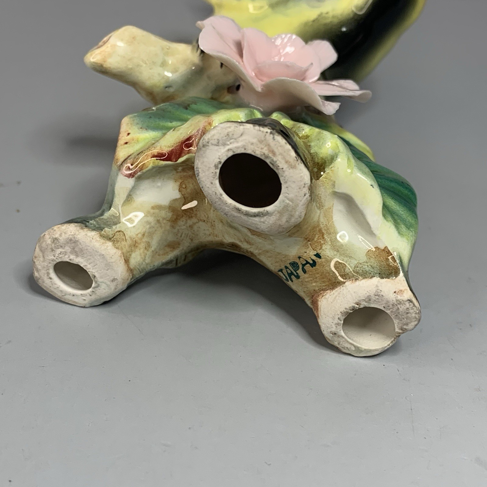 Vintage China Porcelain Bird On Blooming Tree Branch Figurine Japan