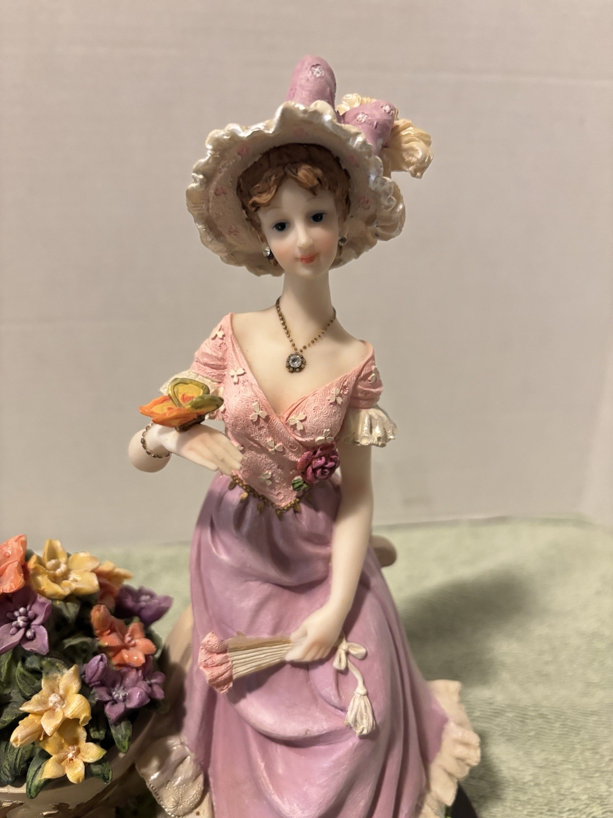 Giovanni Collection – Victorian Woman With Cart Of Flowers. ~11” Tall.