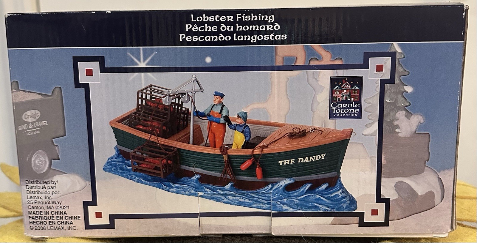 Carole Towne Lobster Fishing Porcelain Boat Figurine, Open Boxed *READ*