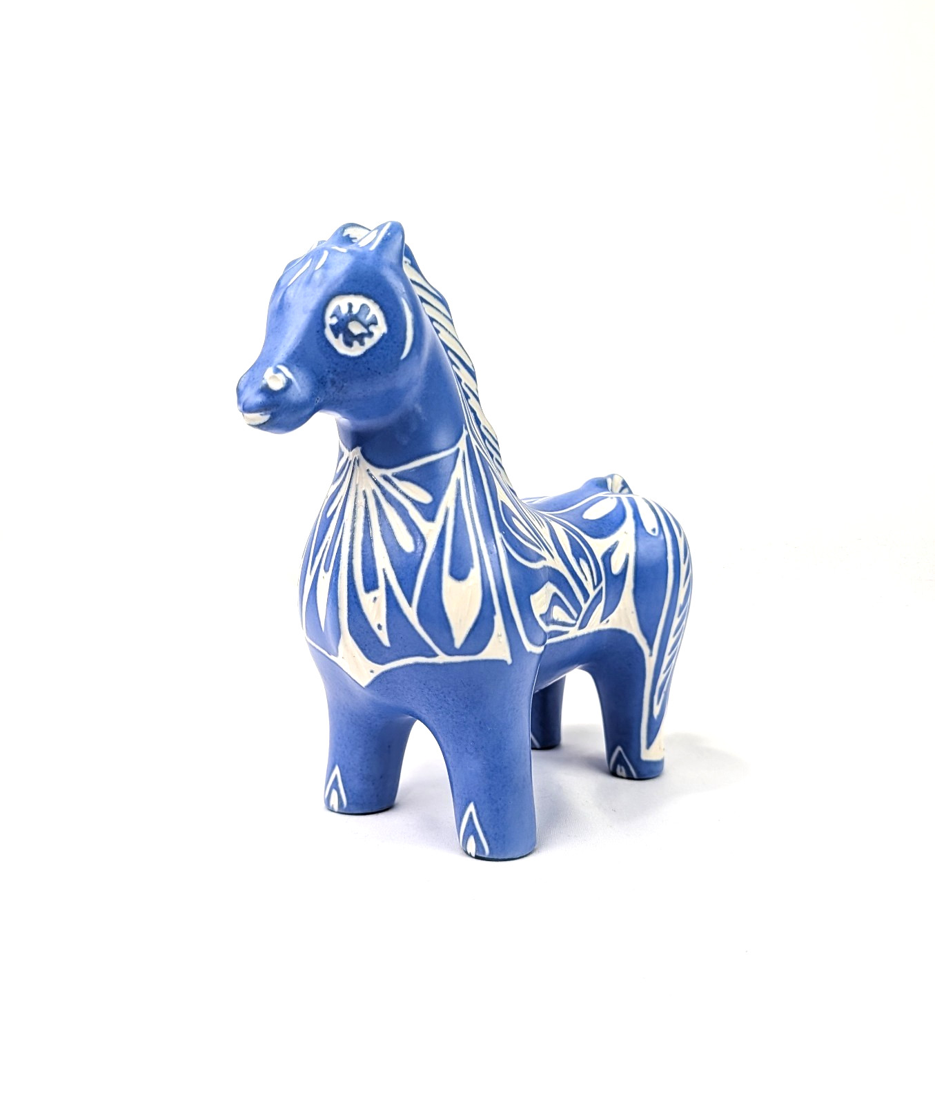 Vintage Pablo Zabal Pottery Horse Figurine “Blue Zoo” Collection Signed 7″
