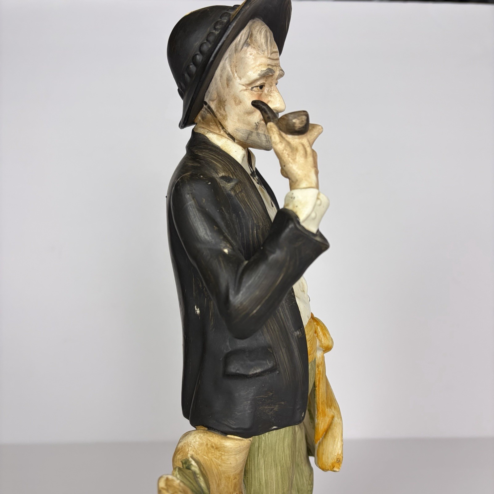 Norleans Old Man with Pipe Figurine Basket of Apples Porcelain 14” Hand Painted