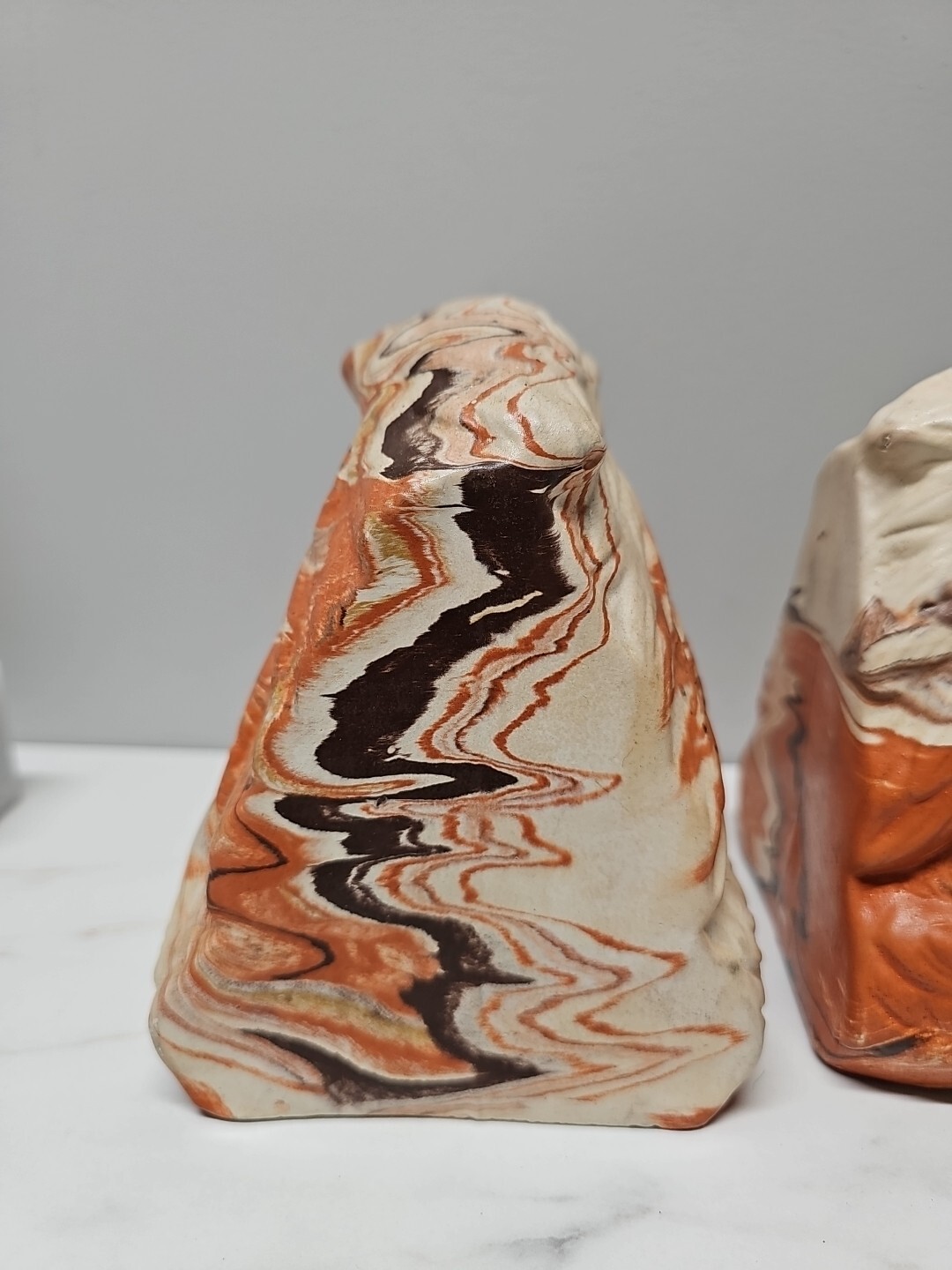 Vintage Native American Eagle Bookends Swirl Layered Clay Resin Western Decor