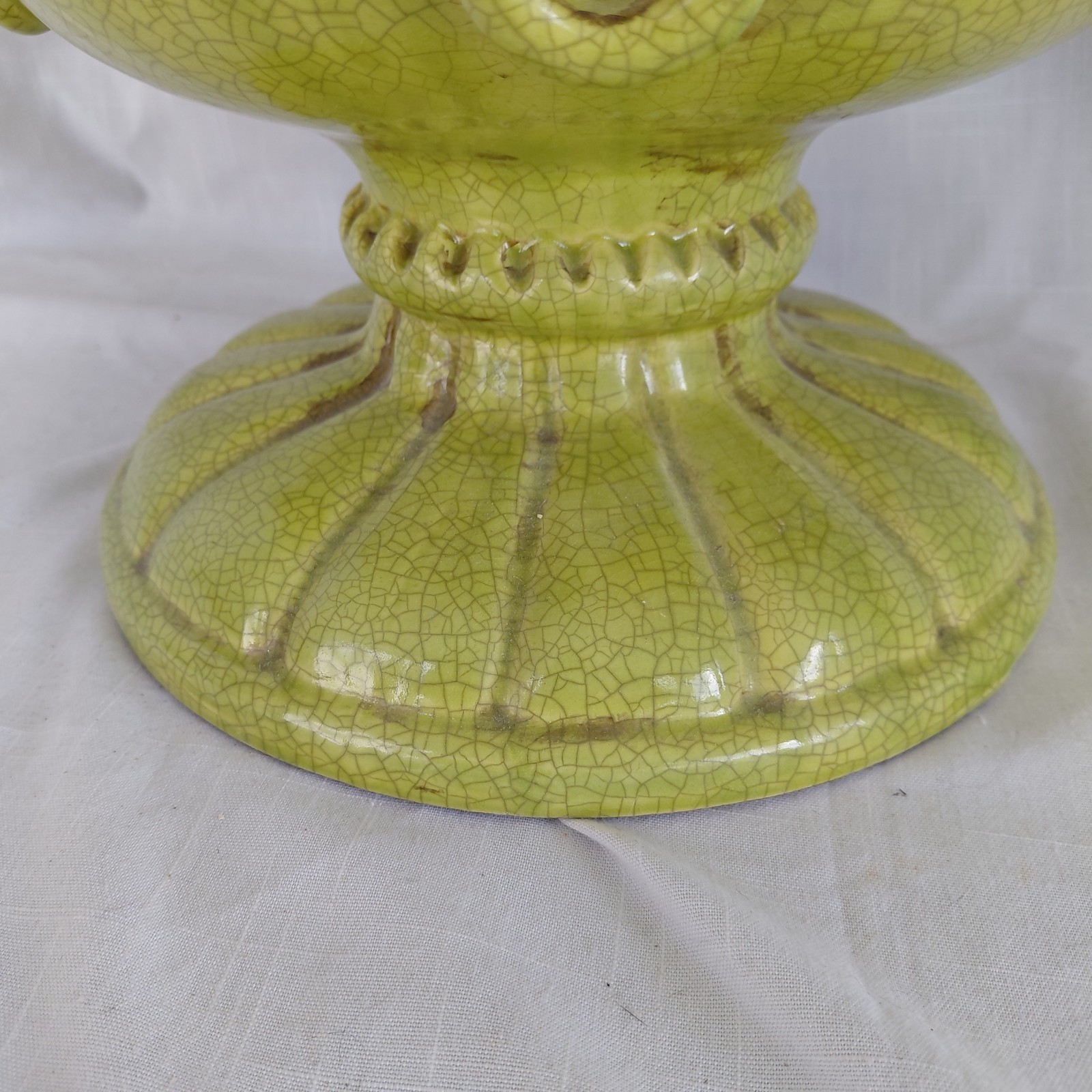 Vintage GIANT 1960’s Folk Art Ceramic Green Rooster Majolica Glaze Pottery 1of1