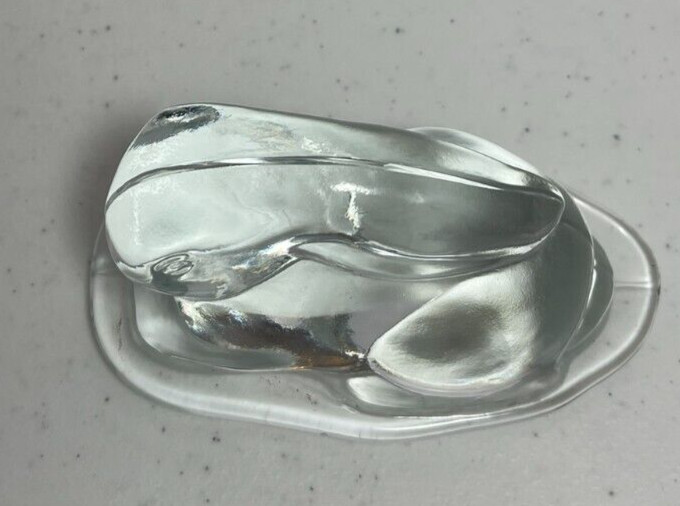 Vintage Viking Glass MCM Clear Crouching Rabbit Bunny Flow Mould Paperweight