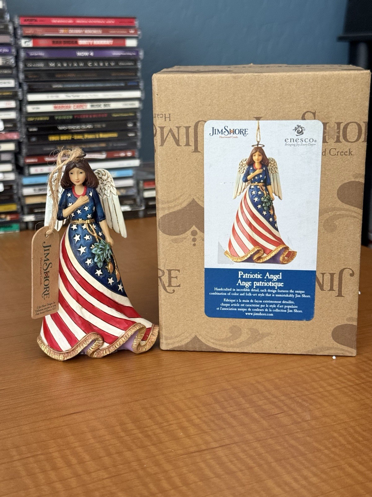 Jim Shore Patriotic Angel Heartwood Flag Dress New 4041119 Ornament