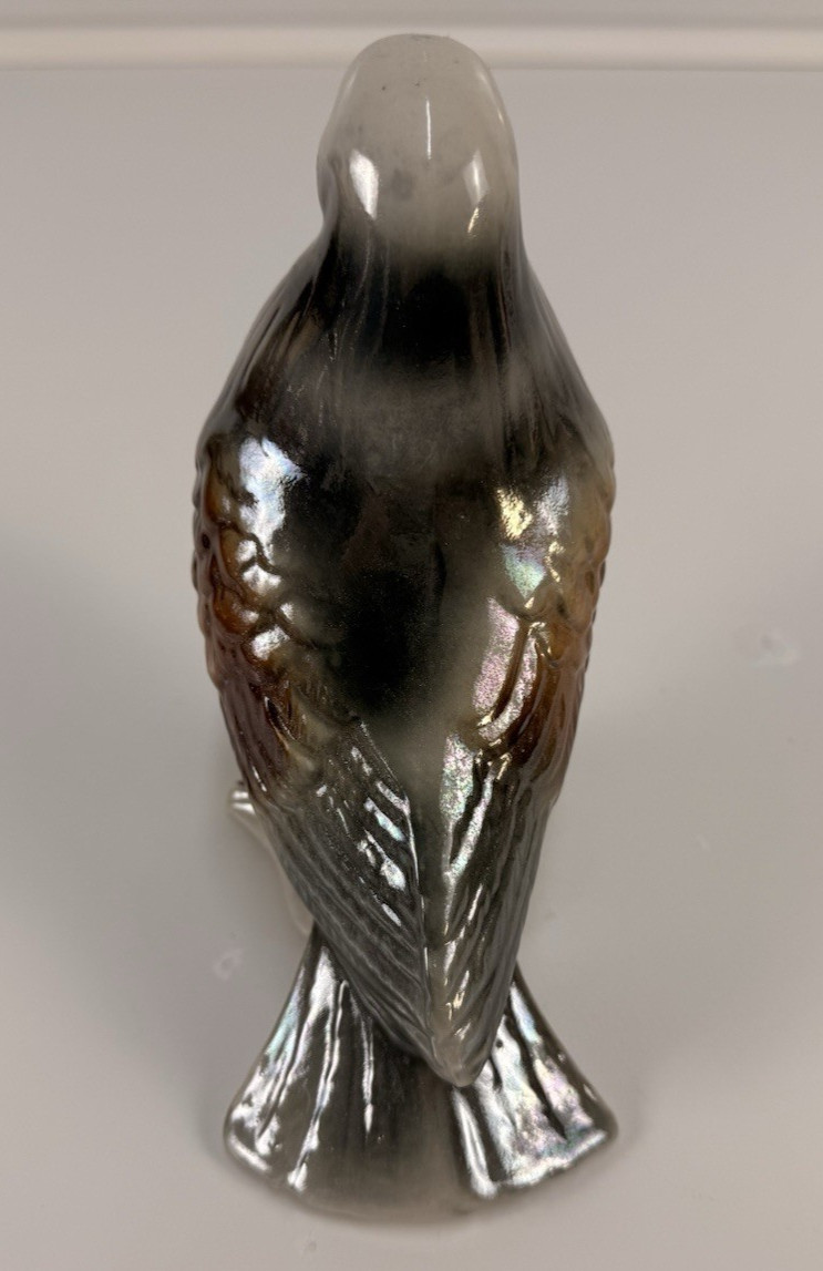 BIRD PIGEON FIGURINE IRIDESCENT LUSTERWARE GLAZED VINTAGE PORCELAIN Brazil 6.5 T