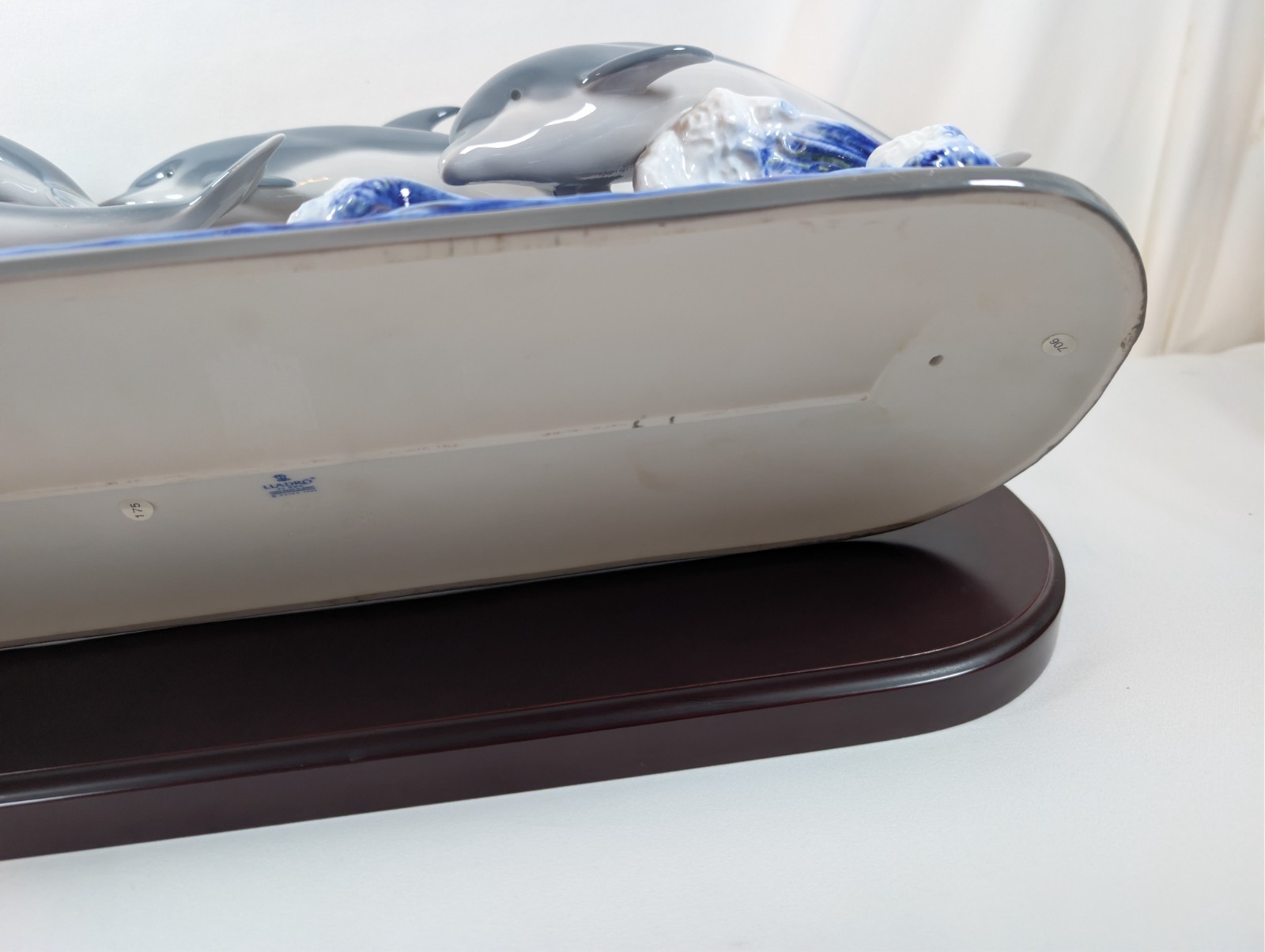Lladro 6436 “The Dolphins” Porcelain Figurine Sculpture w/ Wood Base – Excellent