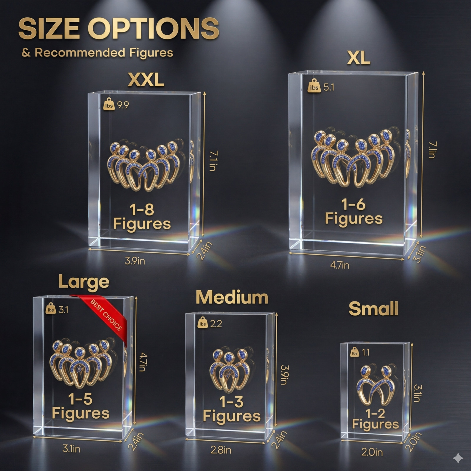 Custom 3D Photo Crystal Size XL Personalized Laser Engraved Gift +FREE LED Base