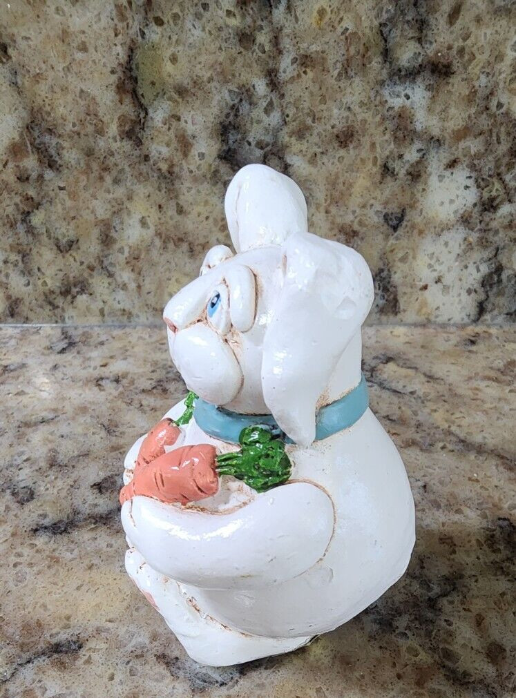 Enesco Easter Bunny Vicki Thomas Gourd Signed Carrots Blue Ribbon1999
