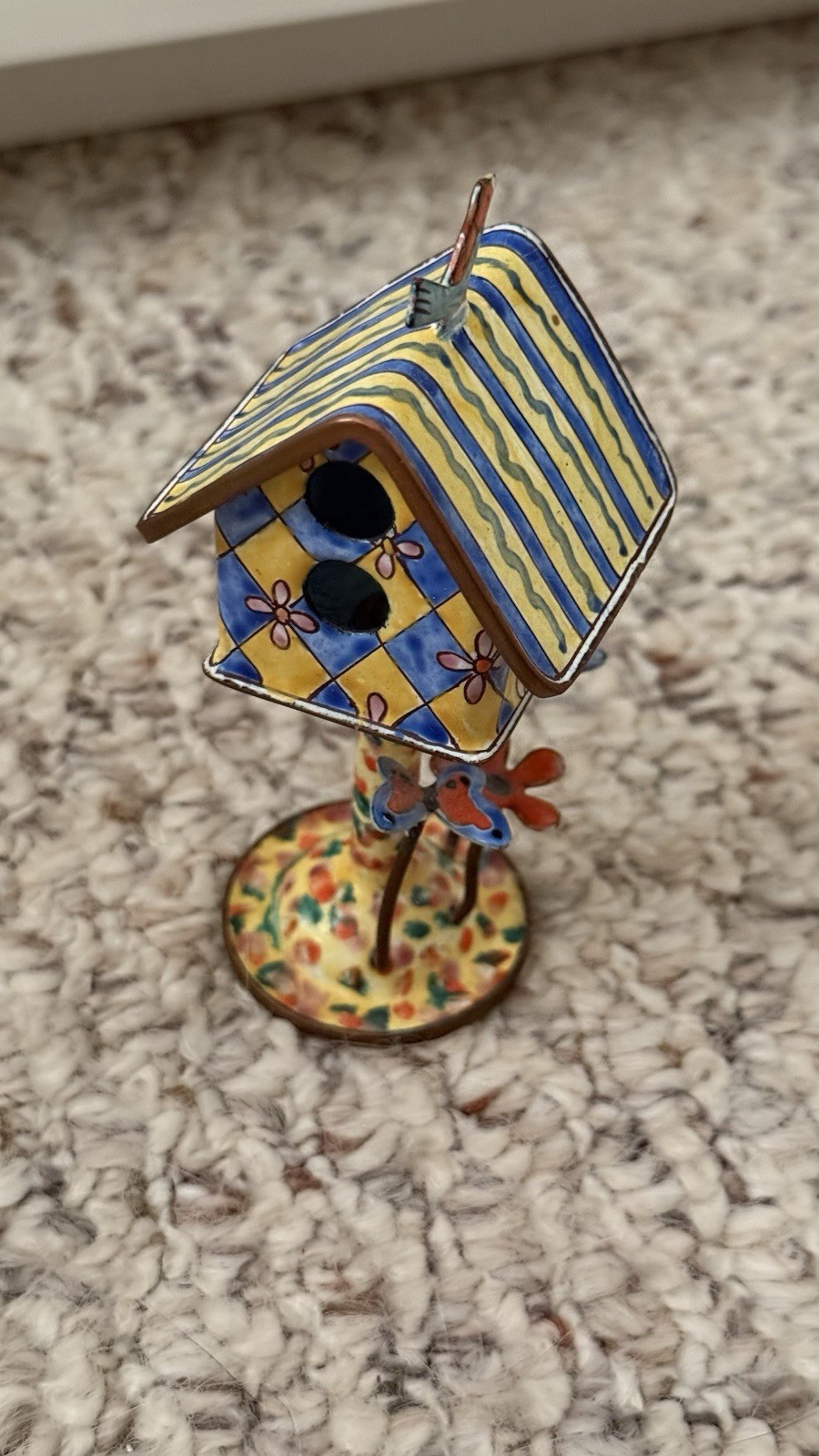 VTG Kelvin Chen Miniature Figure Handpainted Enamel Birdhouse Trinket Box #626