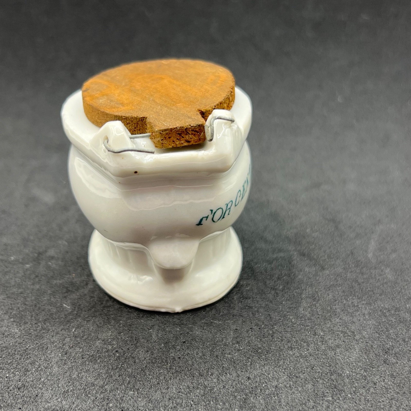 Vintage Japan Porcelain For Gentlemen Only Toilet Figurine Wood Lid MCM