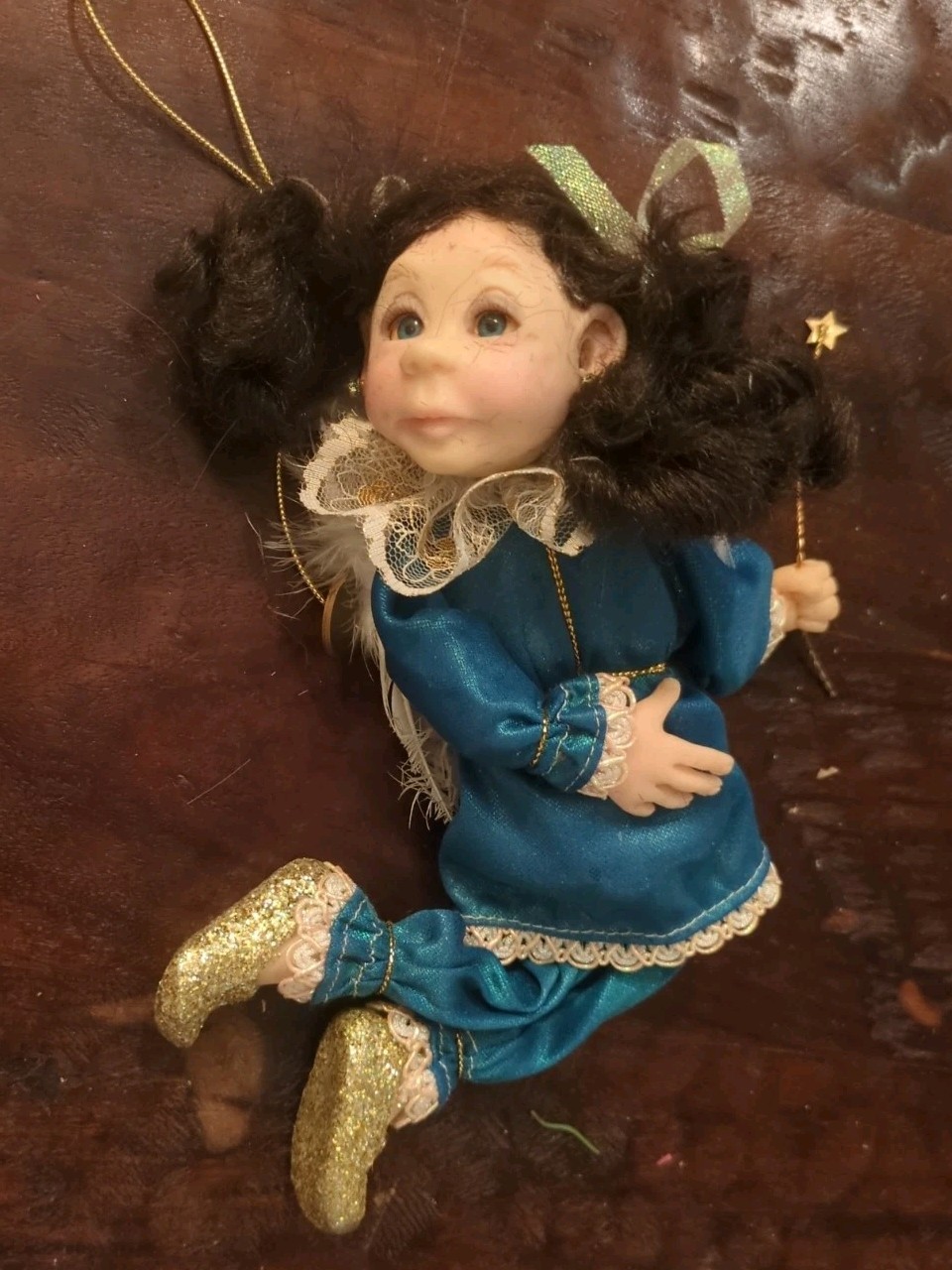 Vtg Jacqueline Kent Collection Hanging Fairy Godmother Doll Black Hair Giftcraft